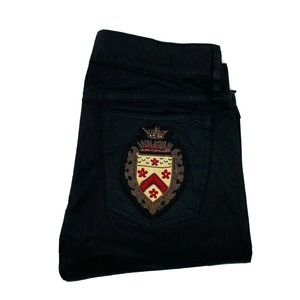 Ralph Lauren Rugby Waxed Feel Black Embroidered Womens Jean 25X28 Excellent